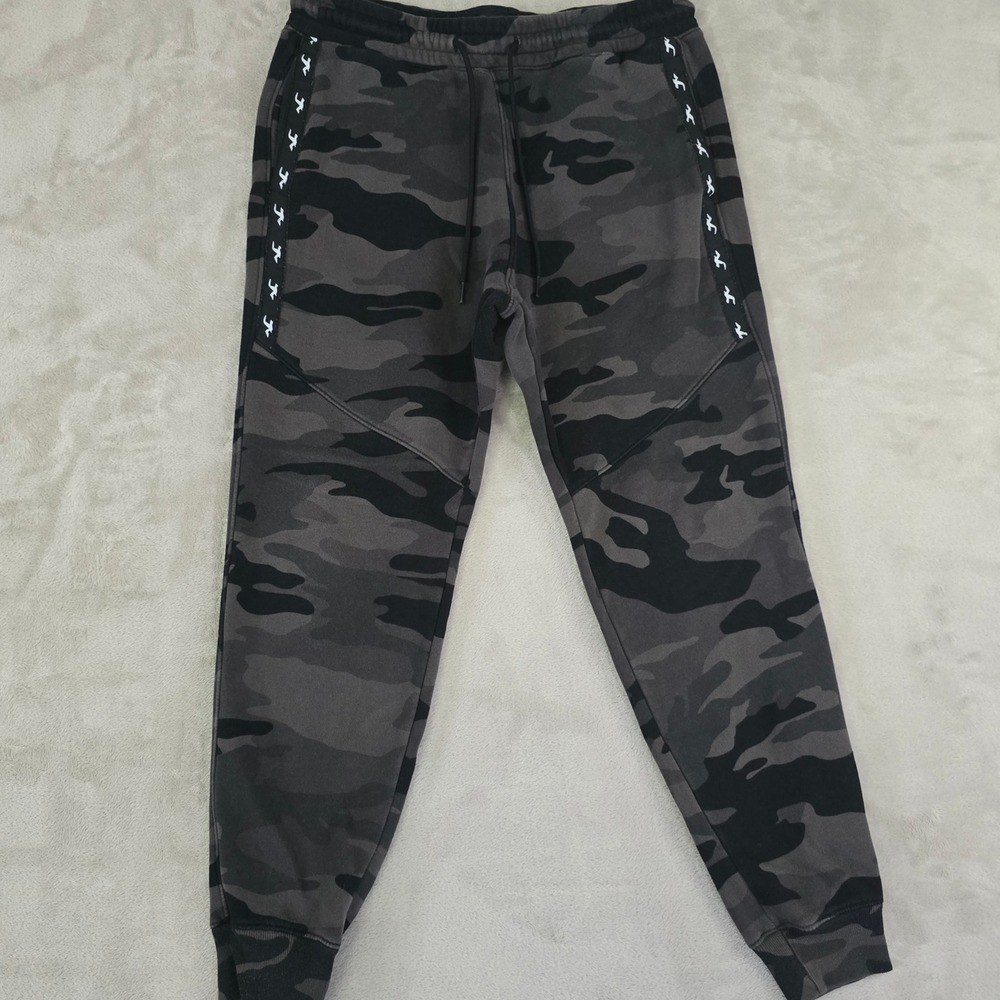 Hollister Mens Grey Camo Logo Tape Joggers Size M‎